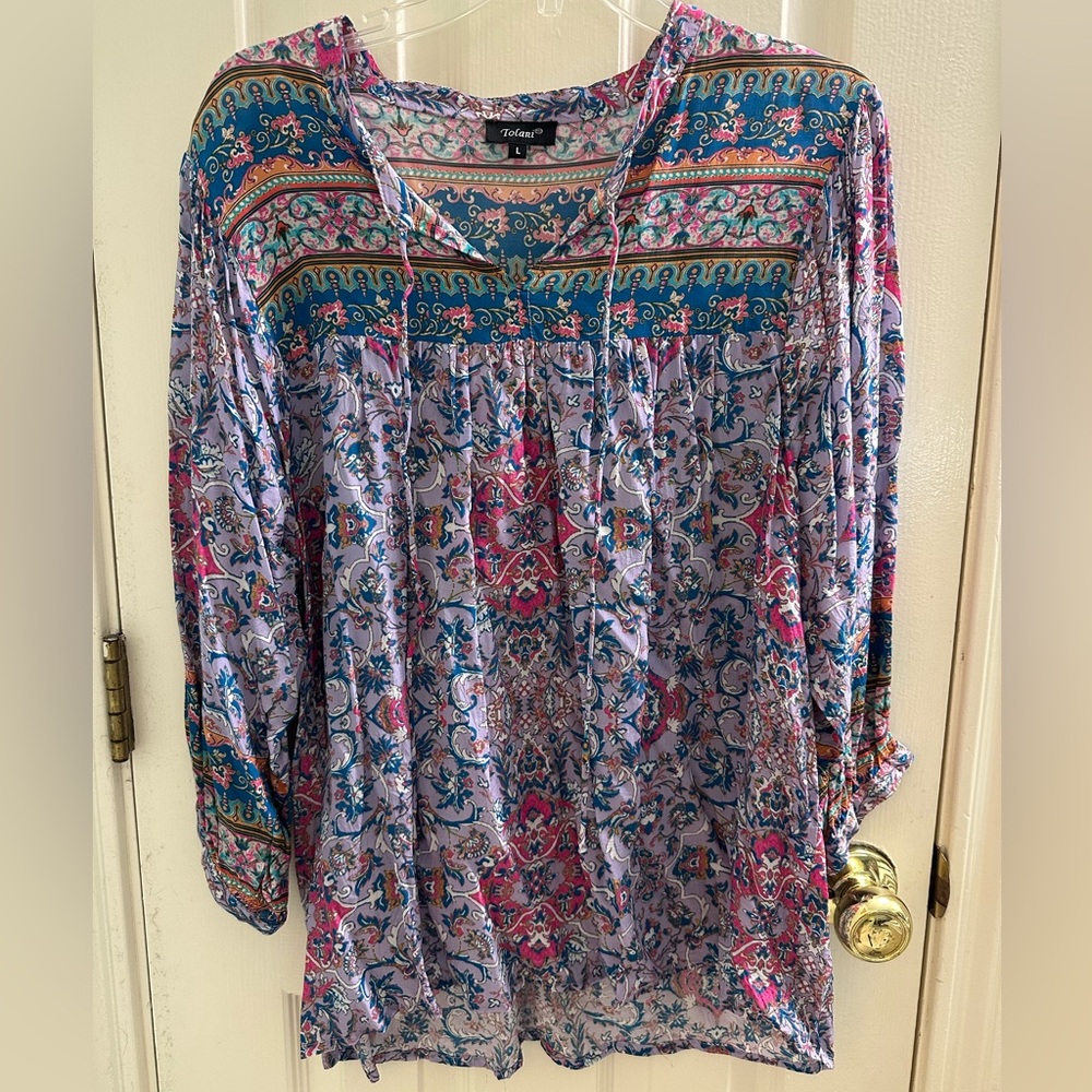 Tolani Purple Bohemian Blouse